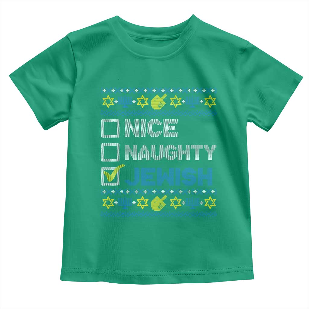 Nice Naughty Jewish Ugly Hanukkah Toddler T Shirt Chanukah Jew Gift - Wonder Print Shop