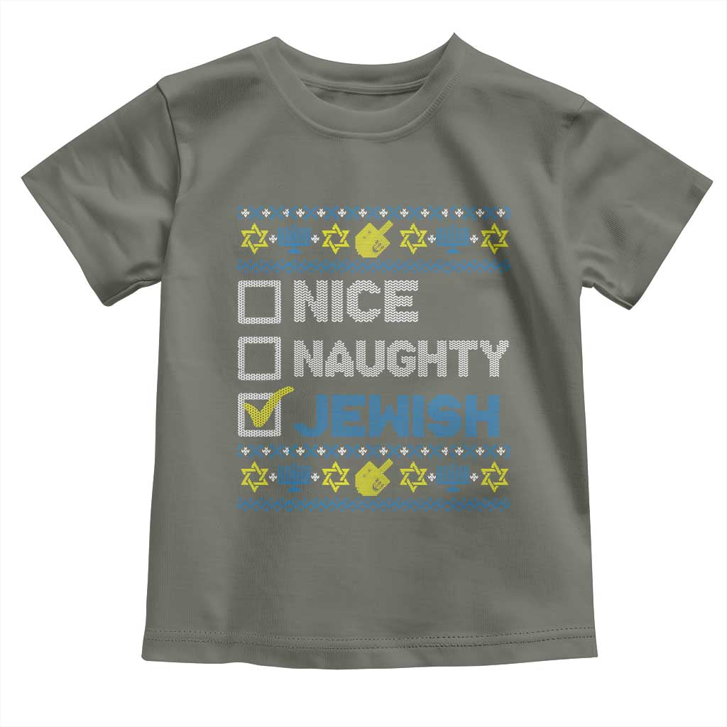 Nice Naughty Jewish Ugly Hanukkah Toddler T Shirt Chanukah Jew Gift - Wonder Print Shop