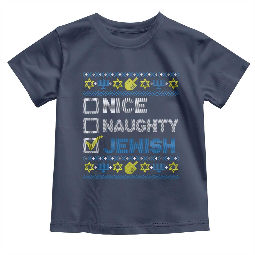 Nice Naughty Jewish Ugly Hanukkah Toddler T Shirt Chanukah Jew Gift - Wonder Print Shop