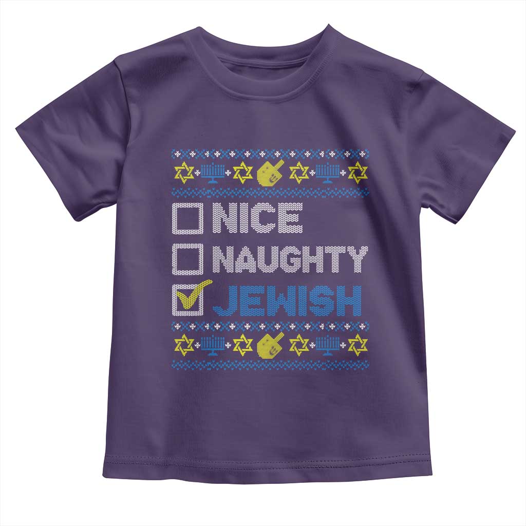 Nice Naughty Jewish Ugly Hanukkah Toddler T Shirt Chanukah Jew Gift - Wonder Print Shop