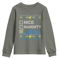 Nice Naughty Jewish Ugly Hanukkah Youth Sweatshirt Chanukah Jew Gift - Wonder Print Shop