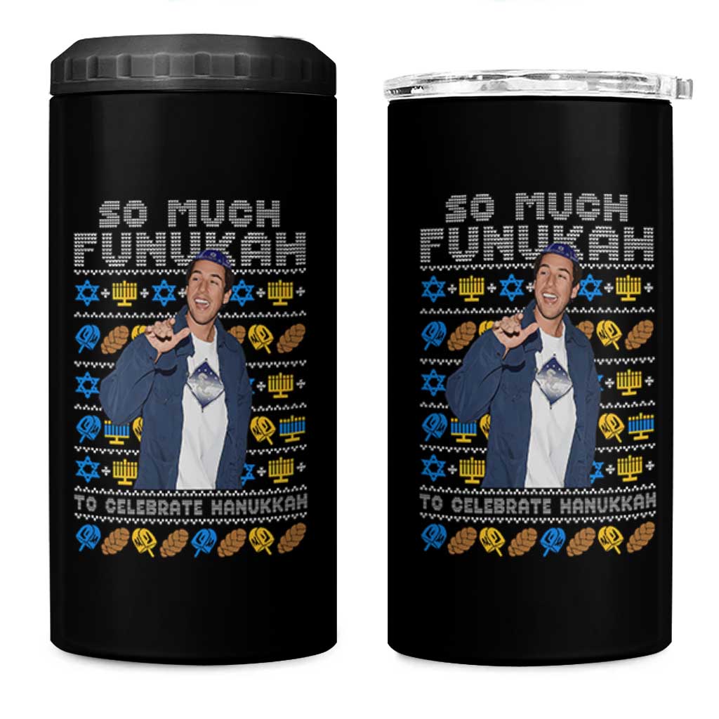 Funny Ugly Hanukkah 4 in 1 Can Cooler Tumbler Sandler So Much Funukah To Celebrate Hanukkah - Wonder Print Shop