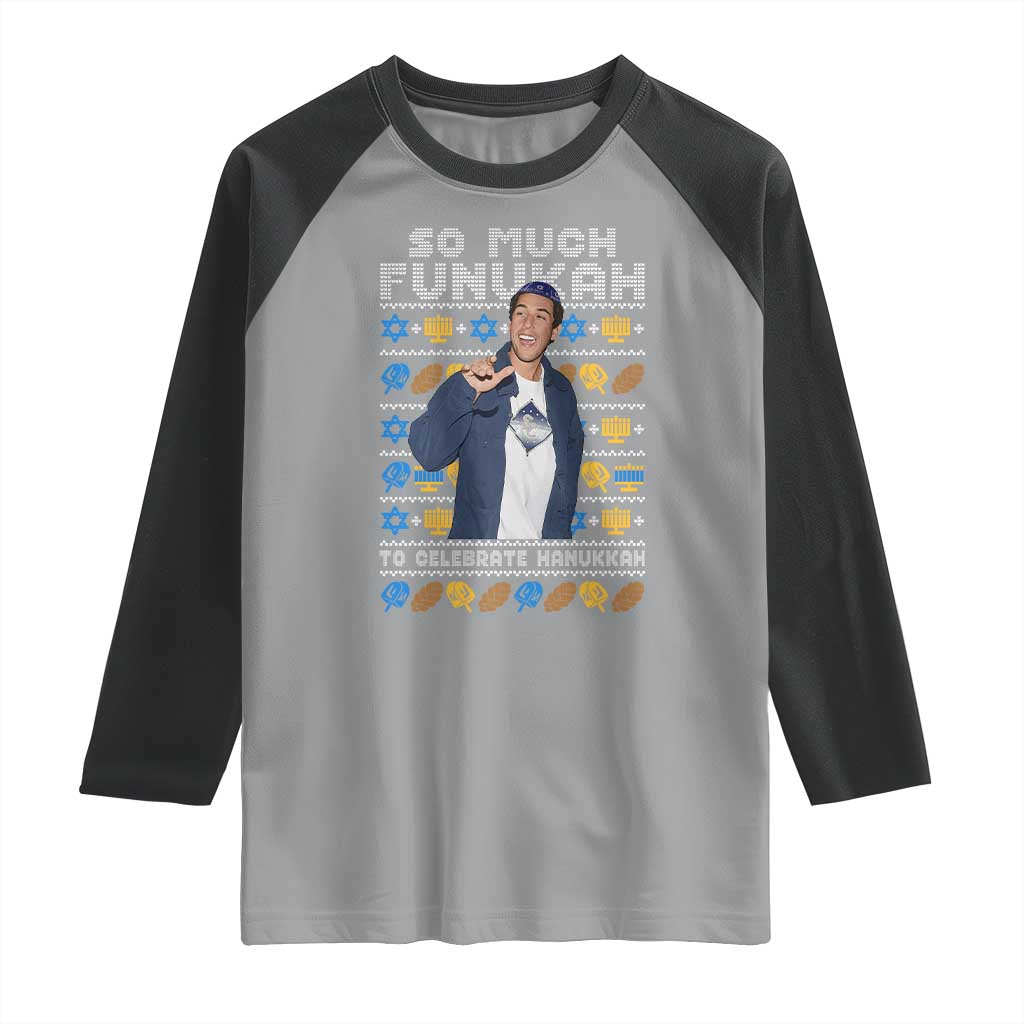 Funny Ugly Hanukkah Raglan Shirt Sandler So Much Funukah To Celebrate Hanukkah - Wonder Print Shop