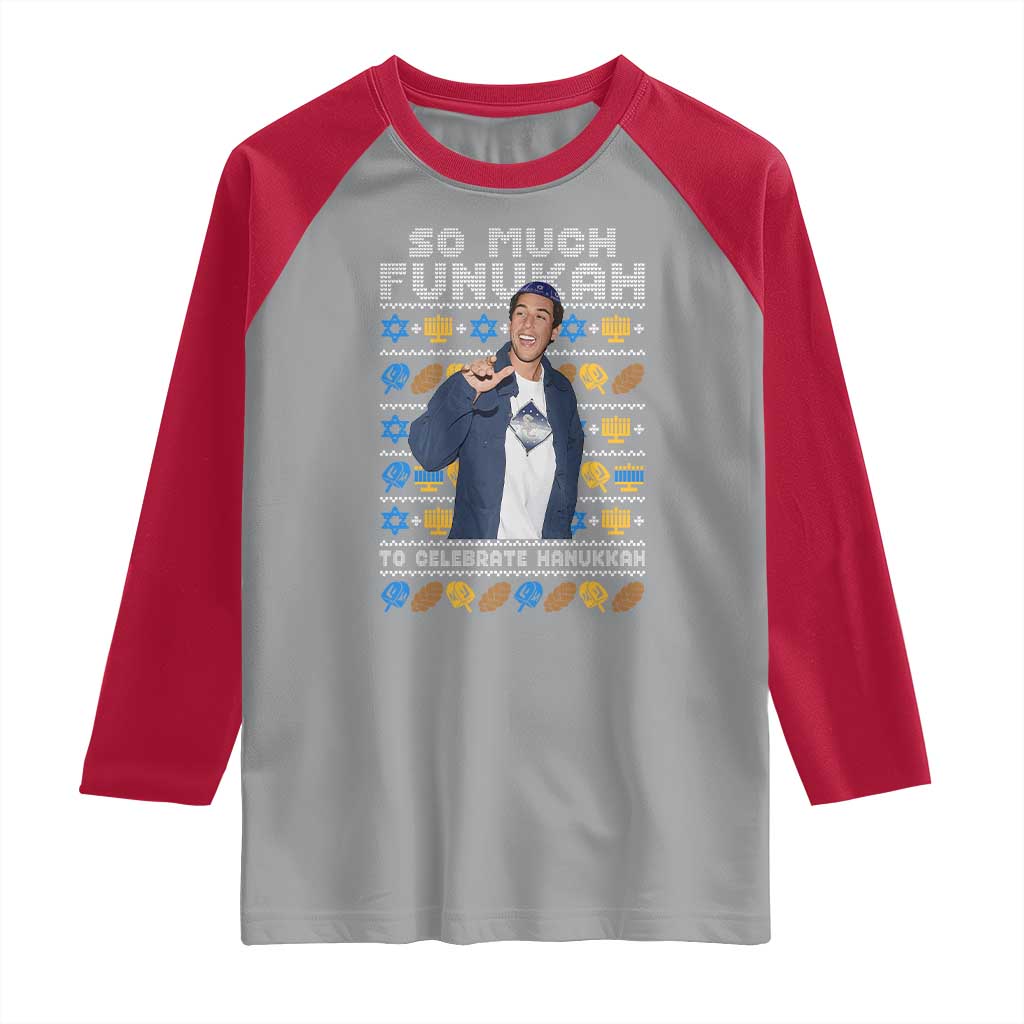 Funny Ugly Hanukkah Raglan Shirt Sandler So Much Funukah To Celebrate Hanukkah - Wonder Print Shop