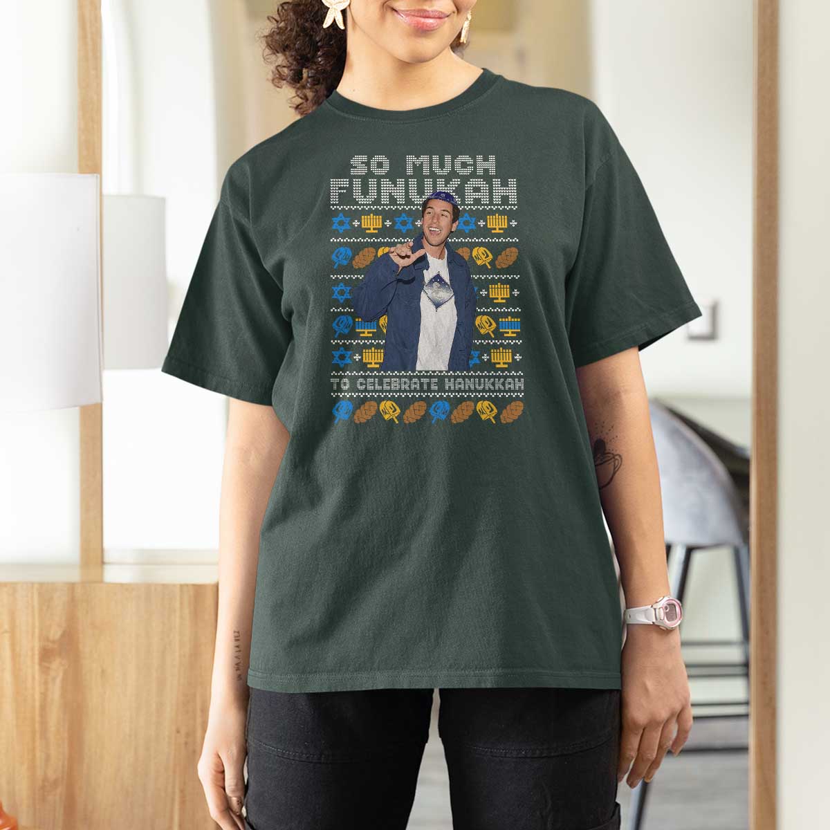 Funny Ugly Hanukkah T Shirt For Women Sandler So Much Funukah To Celebrate Hanukkah - Wonder Print Shop