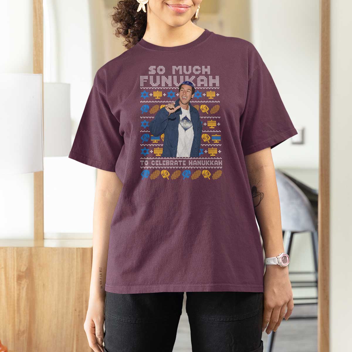 Funny Ugly Hanukkah T Shirt For Women Sandler So Much Funukah To Celebrate Hanukkah - Wonder Print Shop