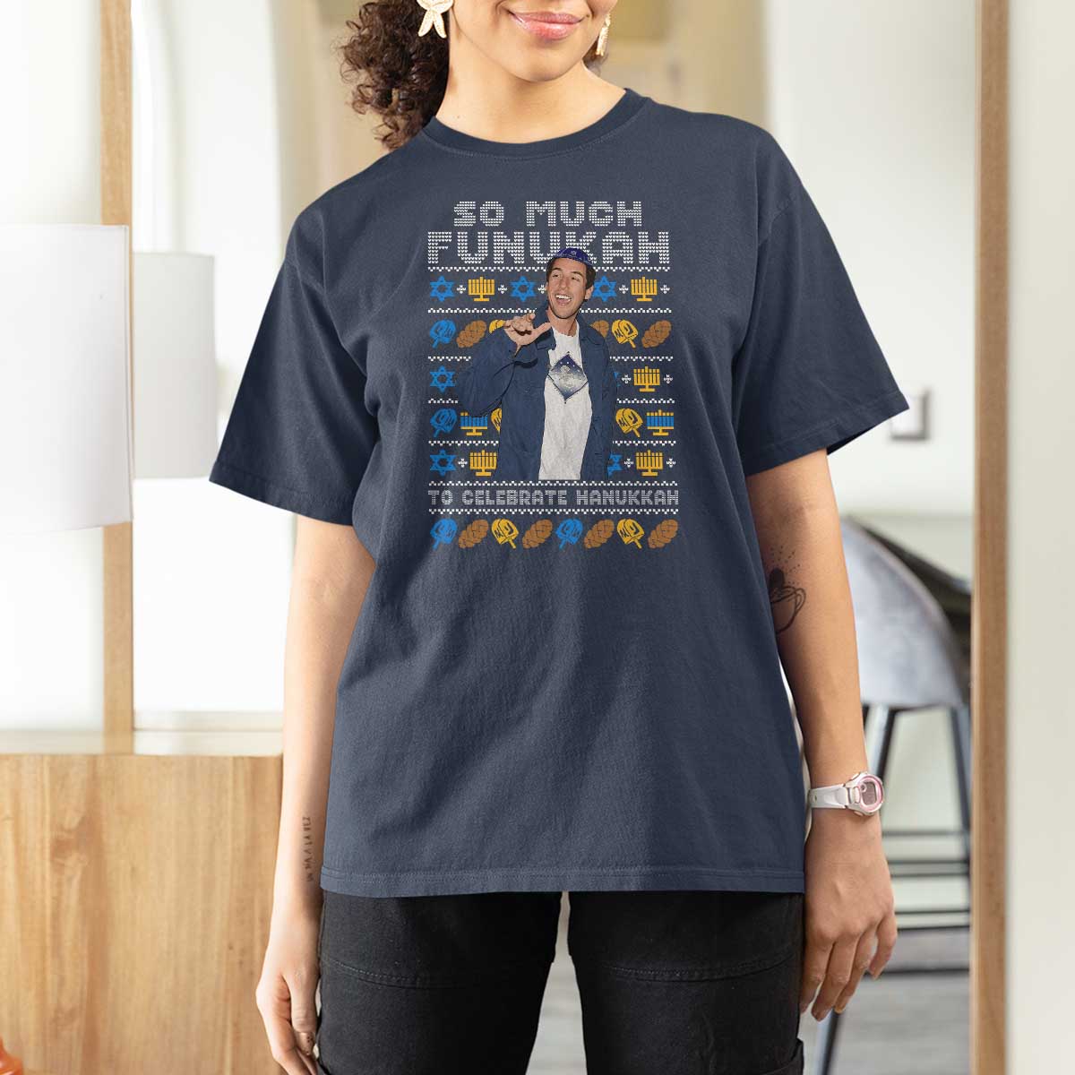 Funny Ugly Hanukkah T Shirt For Women Sandler So Much Funukah To Celebrate Hanukkah - Wonder Print Shop