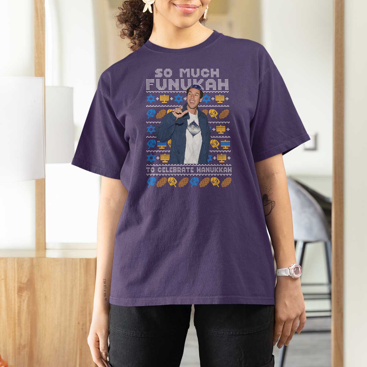 Funny Ugly Hanukkah T Shirt For Women Sandler So Much Funukah To Celebrate Hanukkah - Wonder Print Shop