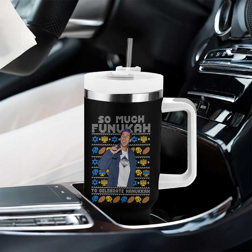 Funny Ugly Hanukkah Tumbler With Handle Sandler So Much Funukah To Celebrate Hanukkah - Wonder Print Shop