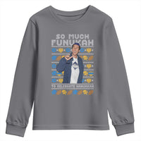 Funny Ugly Hanukkah Youth Sweatshirt Sandler So Much Funukah To Celebrate Hanukkah - Wonder Print Shop
