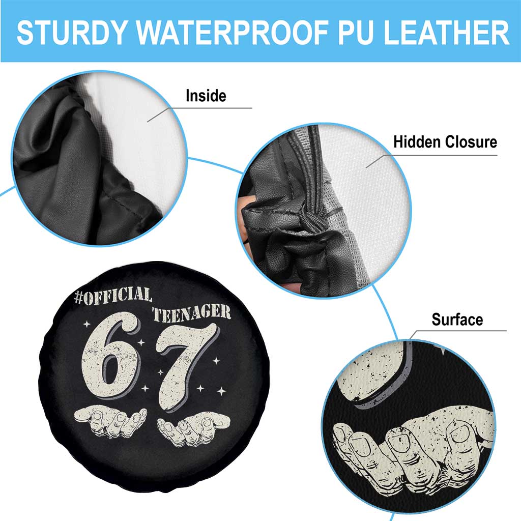 Funny 13th Birthday Official Teenager Spare Tire Cover Viral Meme Six Seven 6 7 Hands 13 Years Old Boys Kids