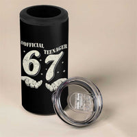 Funny 13th Birthday Official Teenager 4 in 1 Can Cooler Tumbler Viral Meme Six Seven 6 7 Hands 13 Years Old Boys Kids