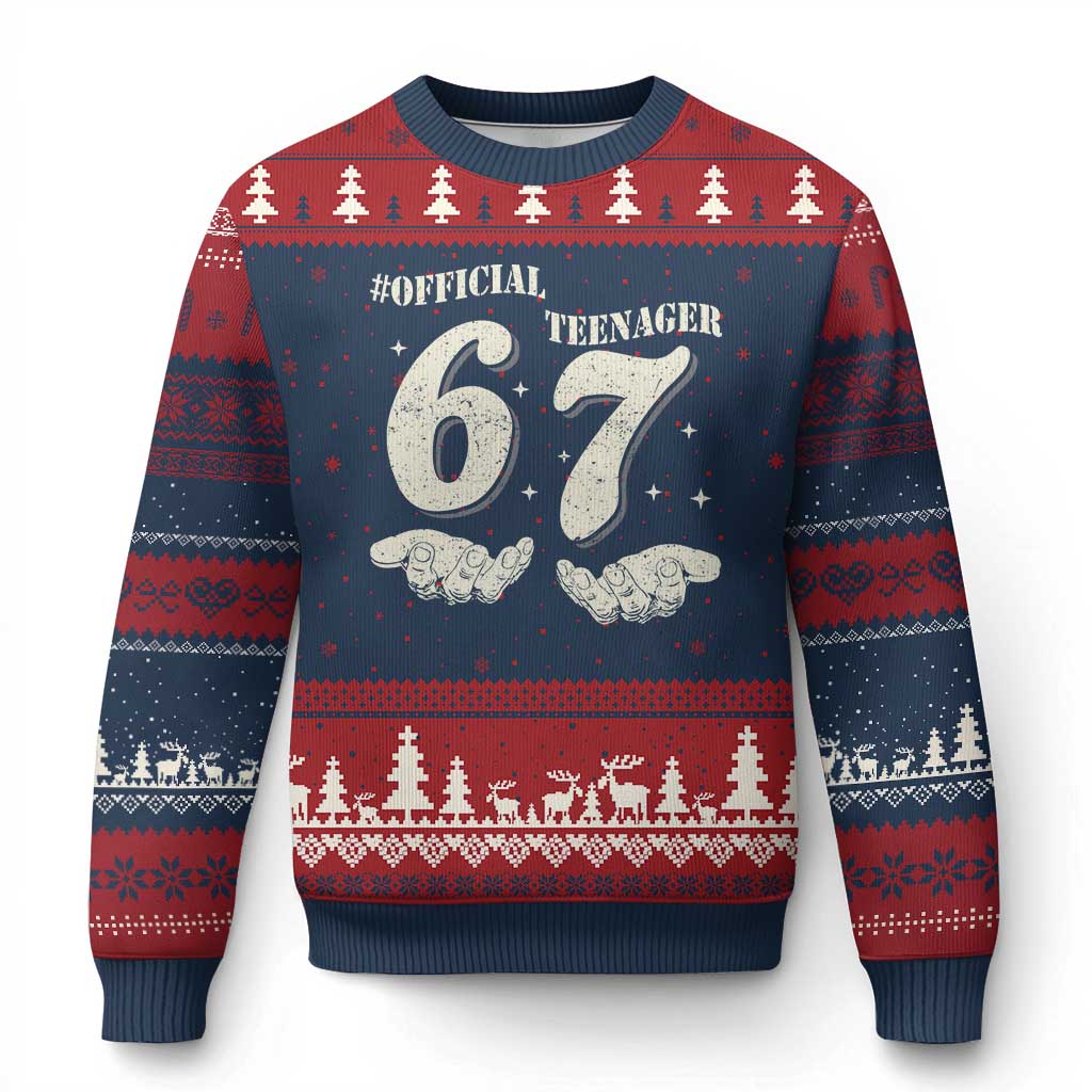 Funny 13th Birthday Official Teenager Ugly Christmas Sweater Viral Meme Six Seven 6 7 Hands 13 Years Old Boys Kids