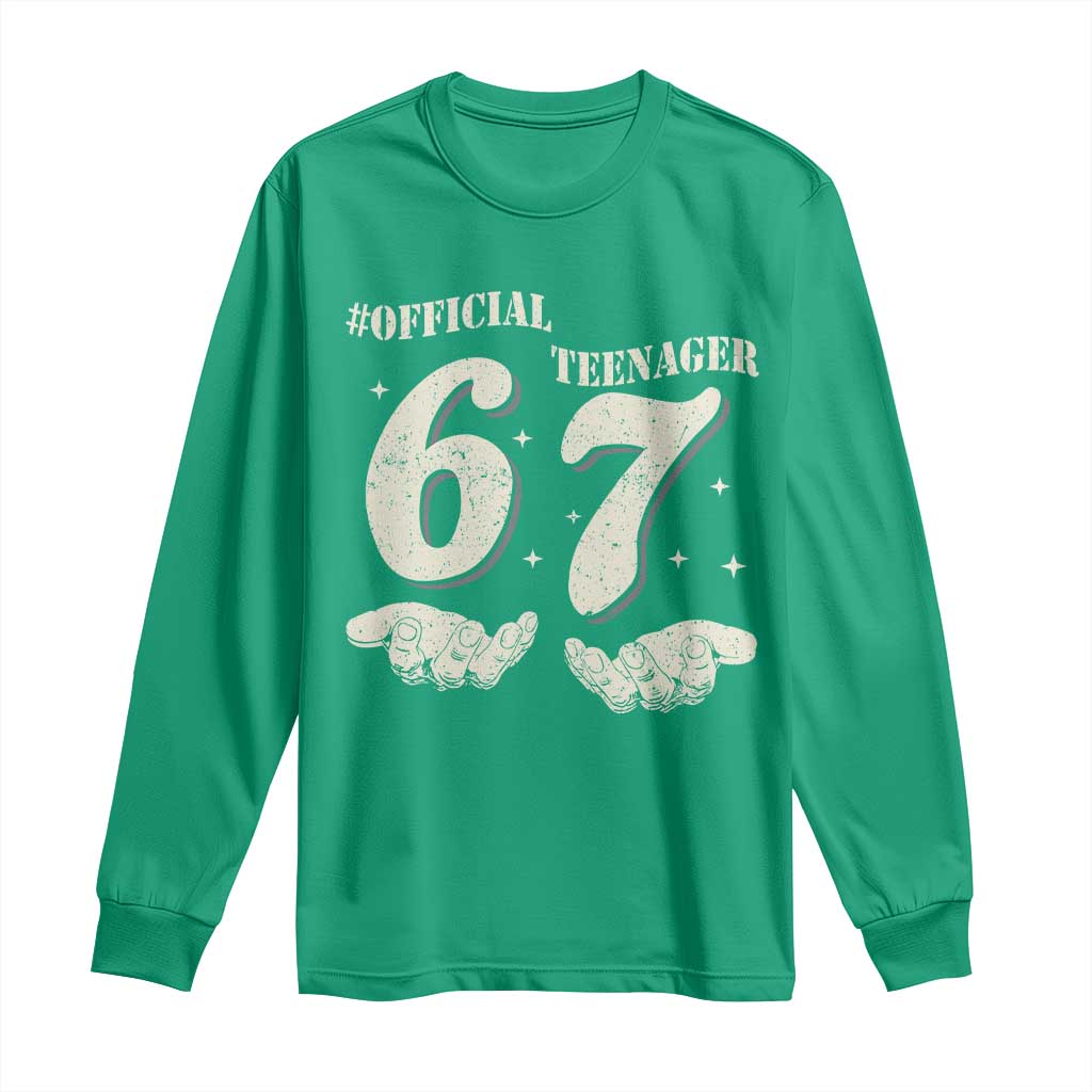 Funny 13th Birthday Official Teenager Long Sleeve Shirt Viral Meme Six Seven 6 7 Hands 13 Years Old Boys Kids