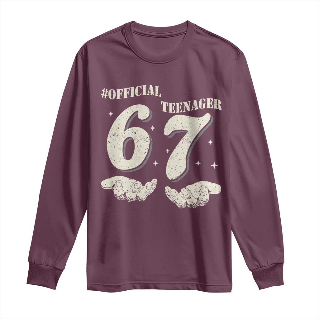 Funny 13th Birthday Official Teenager Long Sleeve Shirt Viral Meme Six Seven 6 7 Hands 13 Years Old Boys Kids