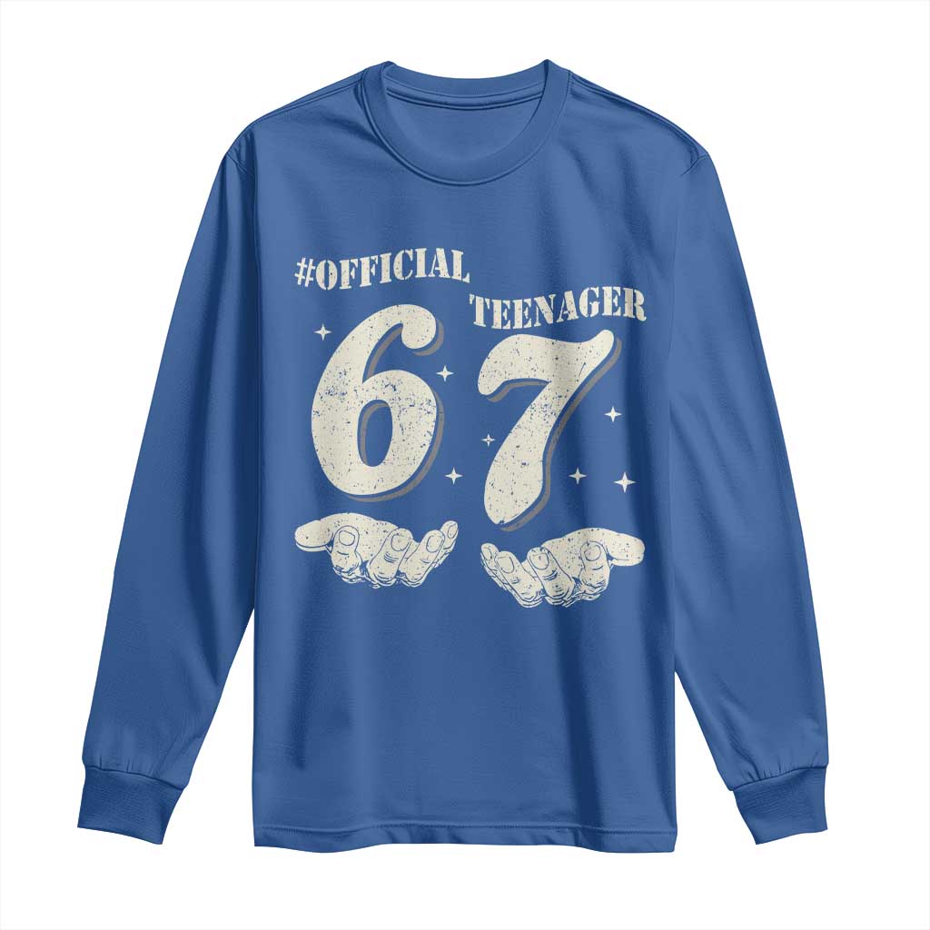 Funny 13th Birthday Official Teenager Long Sleeve Shirt Viral Meme Six Seven 6 7 Hands 13 Years Old Boys Kids