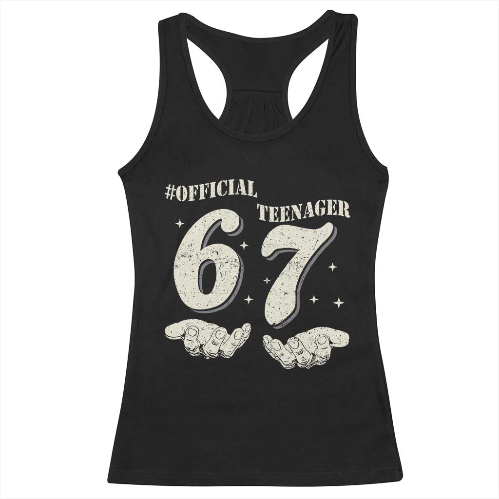 Funny 13th Birthday Official Teenager Racerback Tank Top Viral Meme Six Seven 6 7 Hands 13 Years Old Boys Kids