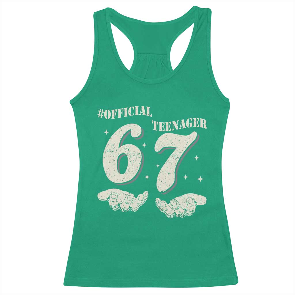 Funny 13th Birthday Official Teenager Racerback Tank Top Viral Meme Six Seven 6 7 Hands 13 Years Old Boys Kids