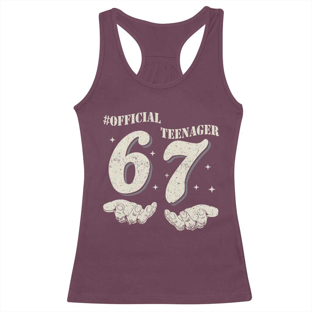 Funny 13th Birthday Official Teenager Racerback Tank Top Viral Meme Six Seven 6 7 Hands 13 Years Old Boys Kids