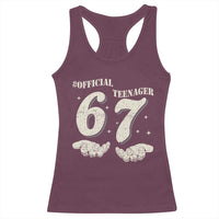 Funny 13th Birthday Official Teenager Racerback Tank Top Viral Meme Six Seven 6 7 Hands 13 Years Old Boys Kids