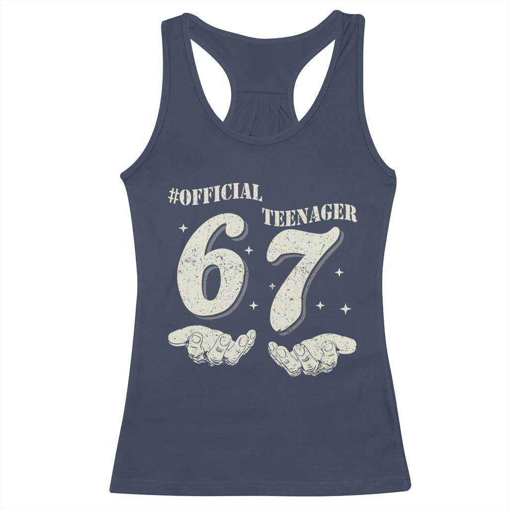 Funny 13th Birthday Official Teenager Racerback Tank Top Viral Meme Six Seven 6 7 Hands 13 Years Old Boys Kids