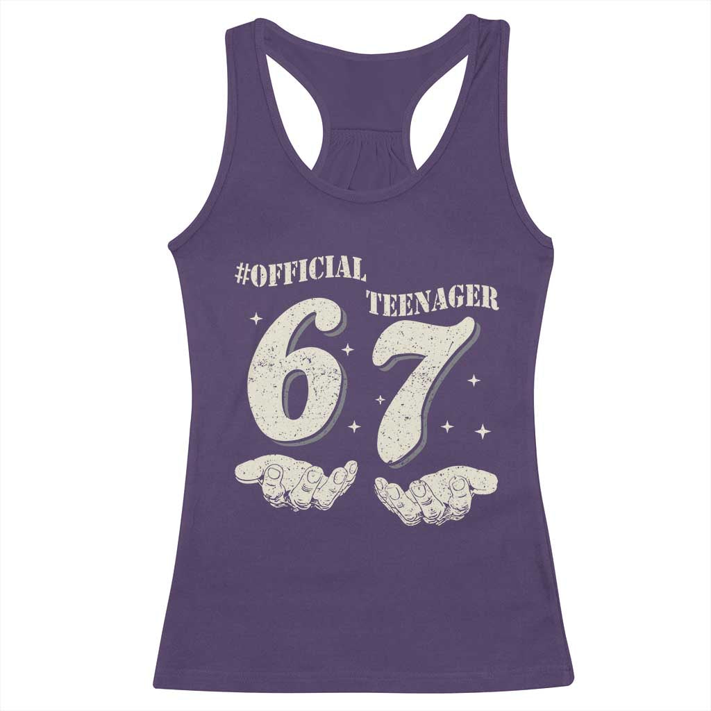 Funny 13th Birthday Official Teenager Racerback Tank Top Viral Meme Six Seven 6 7 Hands 13 Years Old Boys Kids