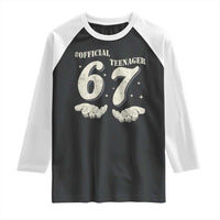 Funny 13th Birthday Official Teenager Raglan Shirt Viral Meme Six Seven 6 7 Hands 13 Years Old Boys Kids