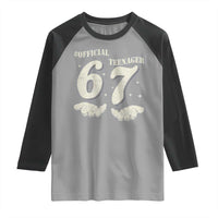 Funny 13th Birthday Official Teenager Raglan Shirt Viral Meme Six Seven 6 7 Hands 13 Years Old Boys Kids