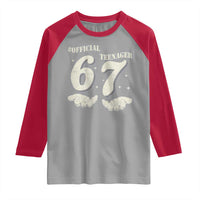 Funny 13th Birthday Official Teenager Raglan Shirt Viral Meme Six Seven 6 7 Hands 13 Years Old Boys Kids