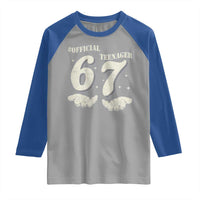 Funny 13th Birthday Official Teenager Raglan Shirt Viral Meme Six Seven 6 7 Hands 13 Years Old Boys Kids