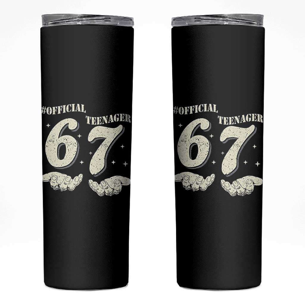 Funny 13th Birthday Official Teenager Skinny Tumbler Viral Meme Six Seven 6 7 Hands 13 Years Old Boys Kids