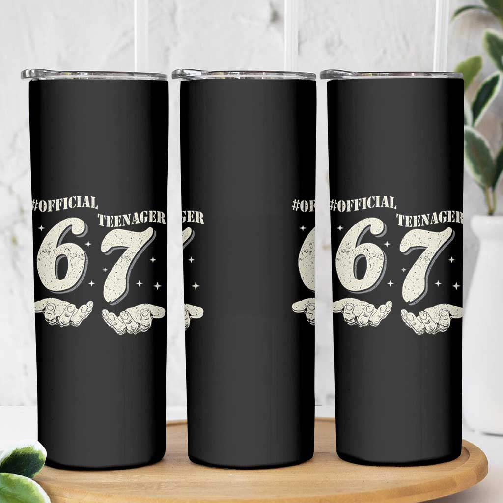 Funny 13th Birthday Official Teenager Skinny Tumbler Viral Meme Six Seven 6 7 Hands 13 Years Old Boys Kids