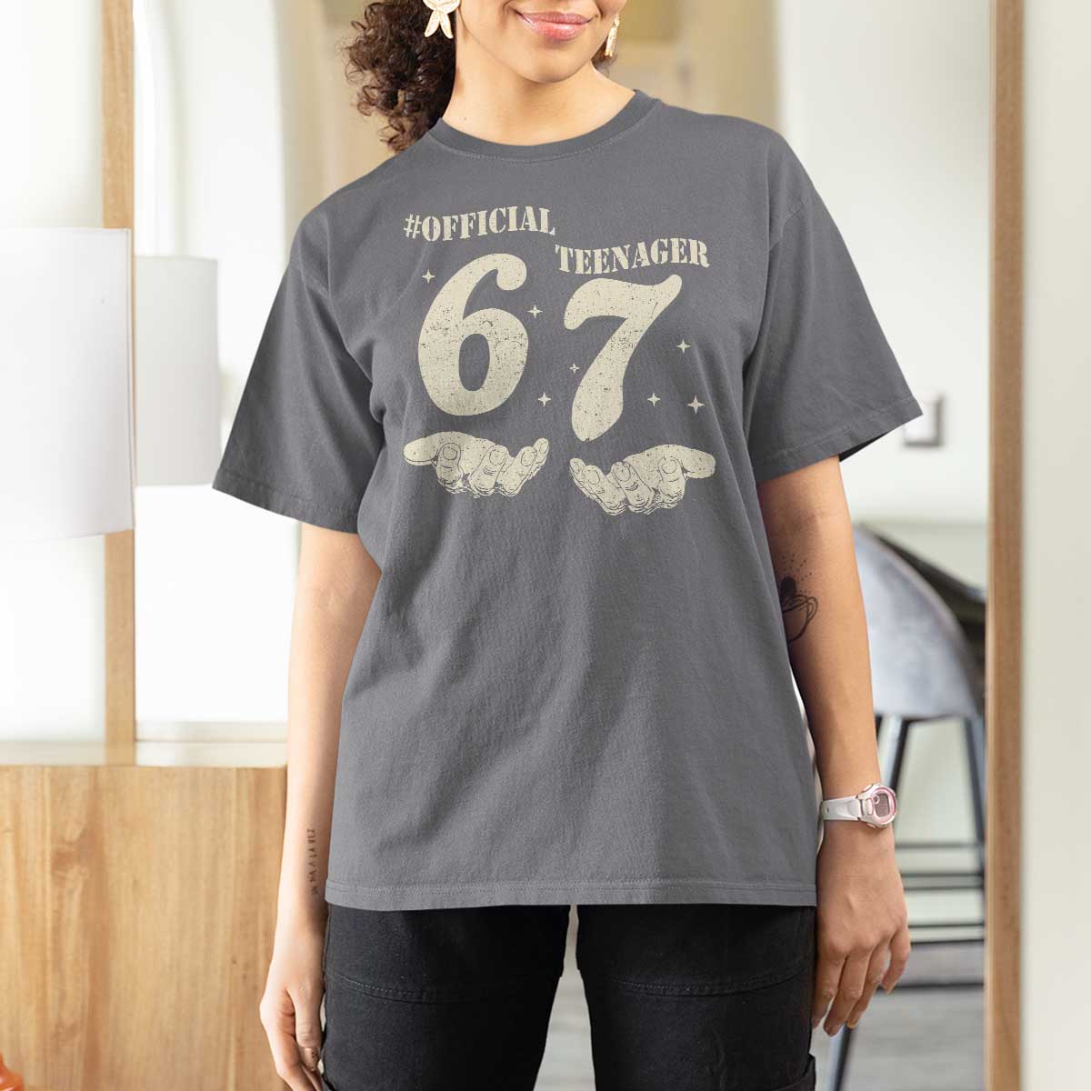 Funny 13th Birthday Official Teenager T Shirt For Women Viral Meme Six Seven 6 7 Hands 13 Years Old Boys Kids