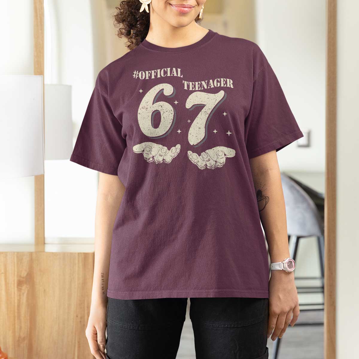Funny 13th Birthday Official Teenager T Shirt For Women Viral Meme Six Seven 6 7 Hands 13 Years Old Boys Kids