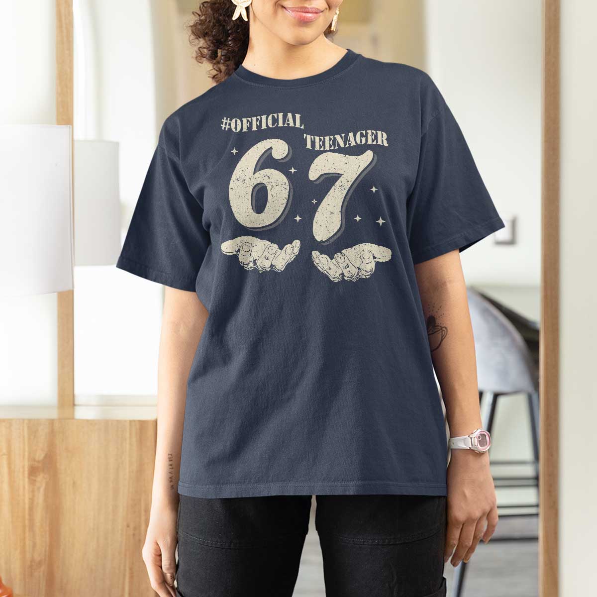 Funny 13th Birthday Official Teenager T Shirt For Women Viral Meme Six Seven 6 7 Hands 13 Years Old Boys Kids
