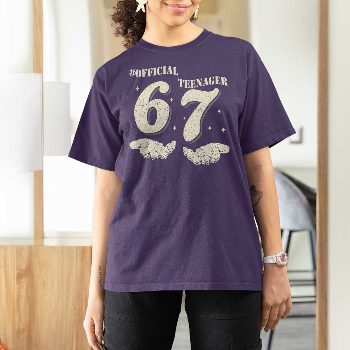 Funny 13th Birthday Official Teenager T Shirt For Women Viral Meme Six Seven 6 7 Hands 13 Years Old Boys Kids