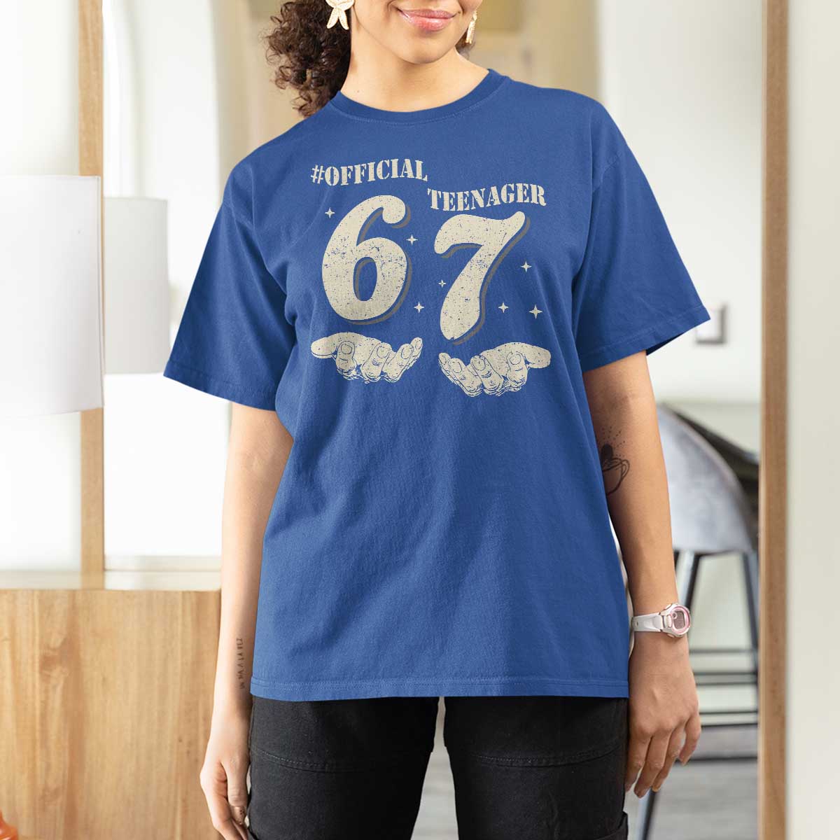 Funny 13th Birthday Official Teenager T Shirt For Women Viral Meme Six Seven 6 7 Hands 13 Years Old Boys Kids