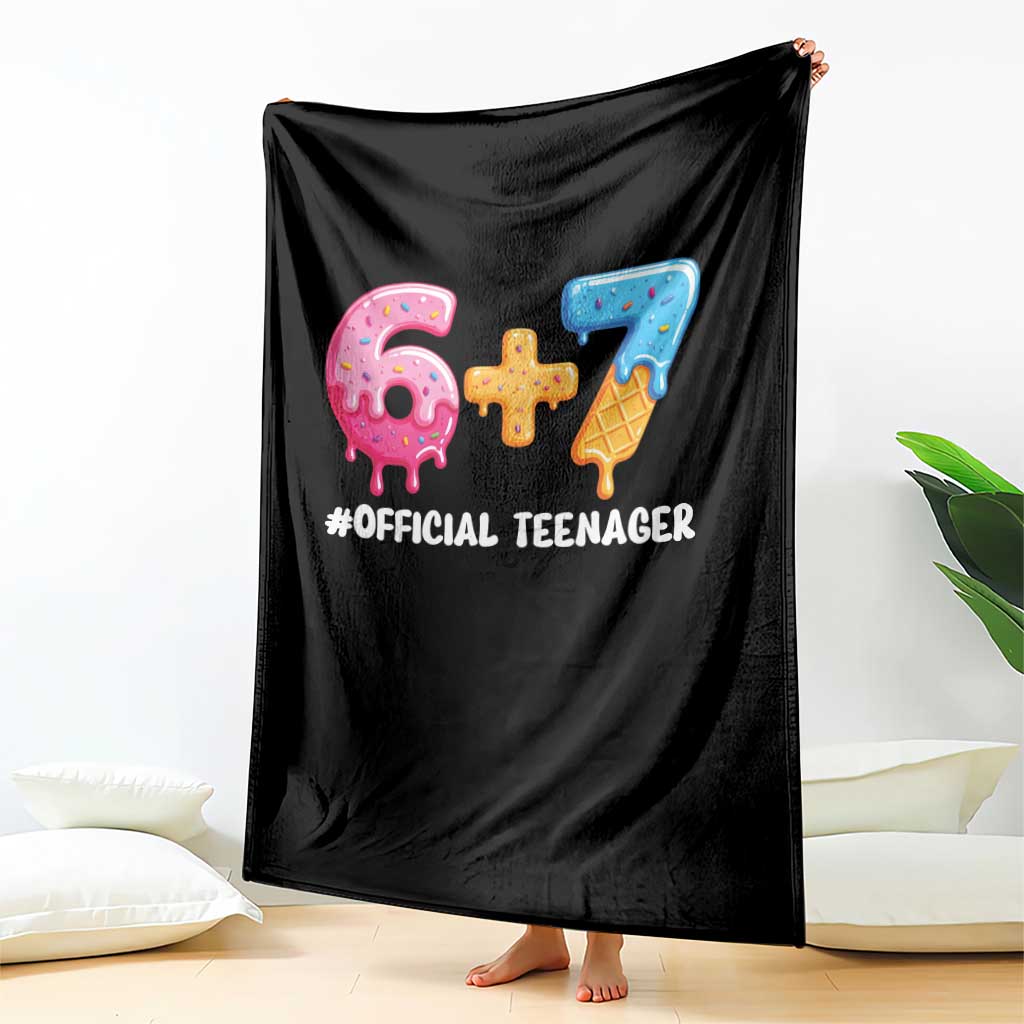 Funny 67 13th Birthday Official Teenager Throw Blanket 6 7 Ice Cream Drip Meme Funny Six Seven 13 Years Old