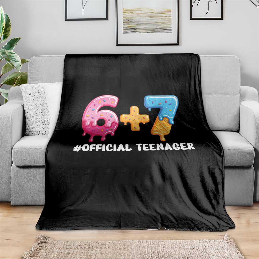 Funny 67 13th Birthday Official Teenager Throw Blanket 6 7 Ice Cream Drip Meme Funny Six Seven 13 Years Old