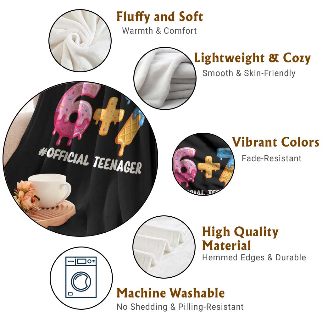 Funny 67 13th Birthday Official Teenager Throw Blanket 6 7 Ice Cream Drip Meme Funny Six Seven 13 Years Old