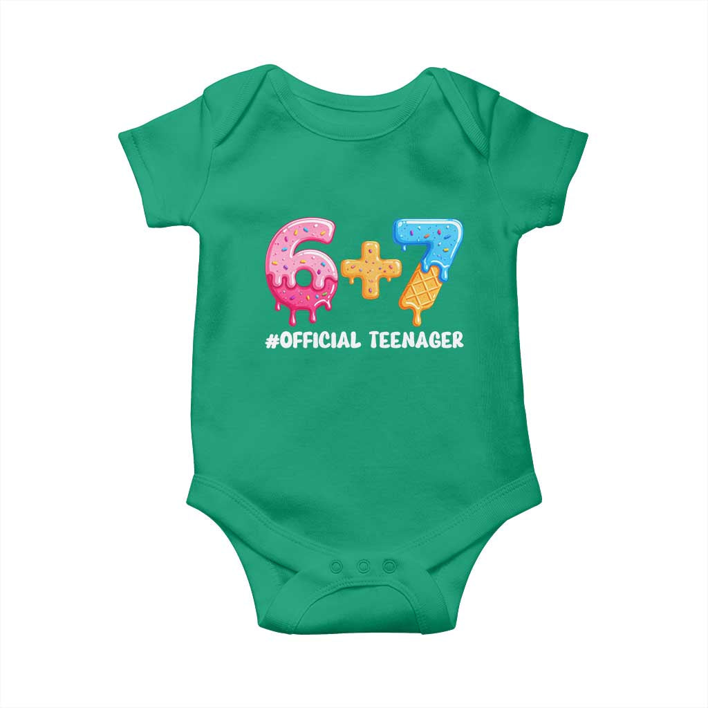 Funny 67 13th Birthday Official Teenager Baby Onesie 6 7 Ice Cream Drip Meme Funny Six Seven 13 Years Old
