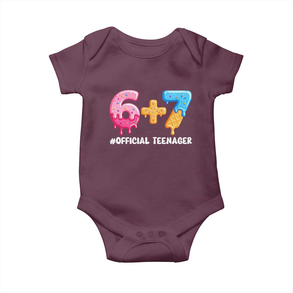 Funny 67 13th Birthday Official Teenager Baby Onesie 6 7 Ice Cream Drip Meme Funny Six Seven 13 Years Old