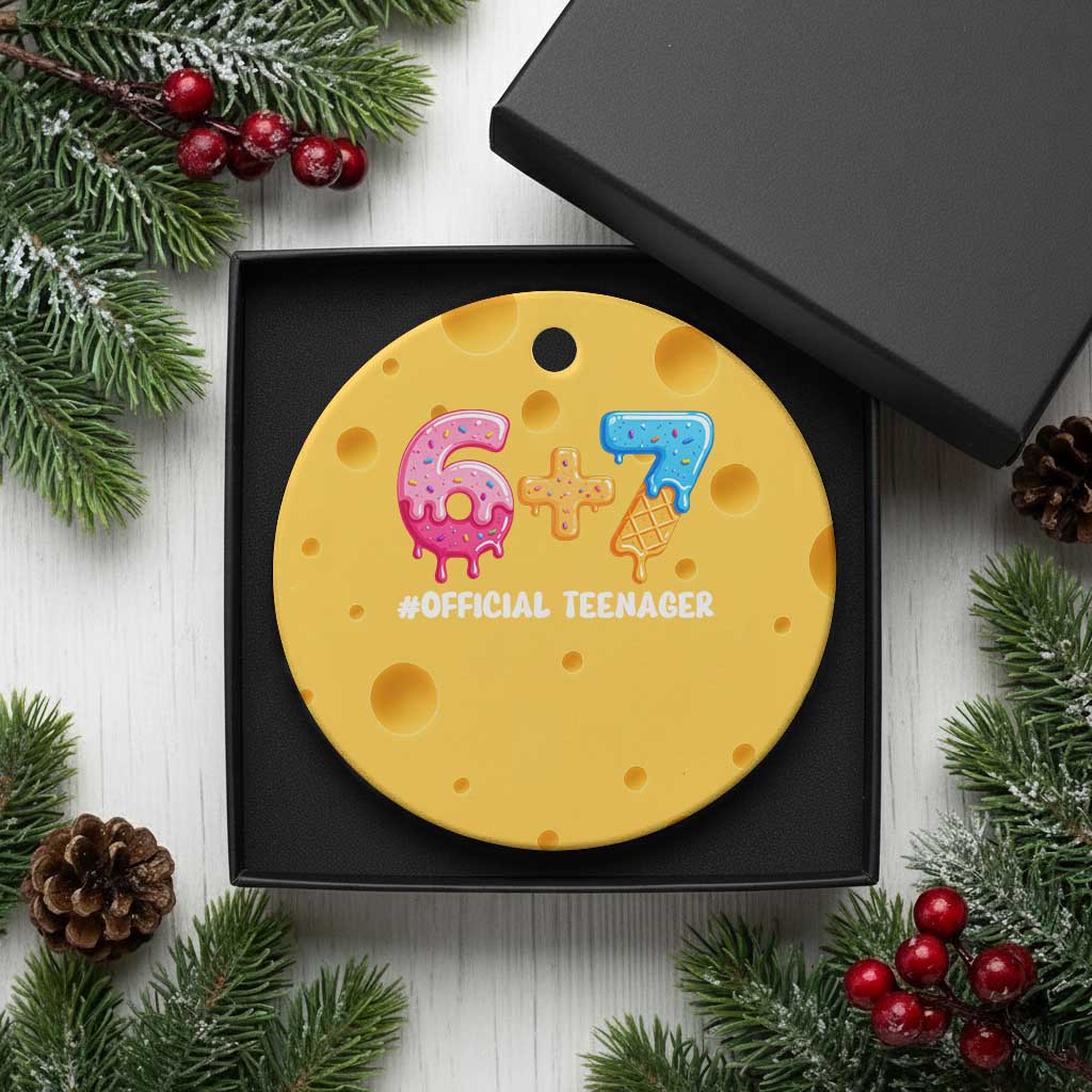 Funny 67 13th Birthday Official Teenager Ceramic Ornament 6 7 Ice Cream Drip Meme Funny Six Seven 13 Years Old
