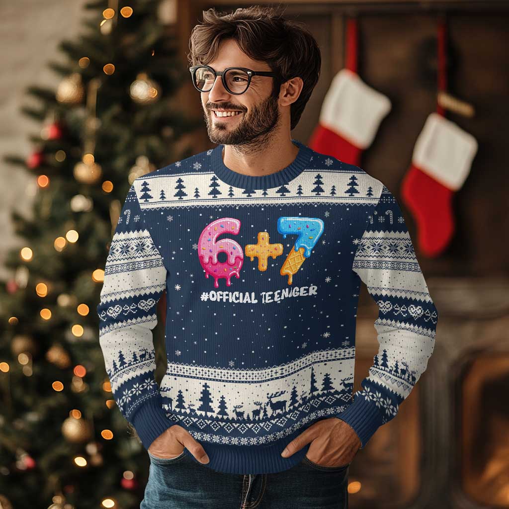 Funny 67 13th Birthday Official Teenager Ugly Christmas Sweater 6 7 Ice Cream Drip Meme Funny Six Seven 13 Years Old