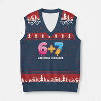 Funny 67 13th Birthday Official Teenager V-Neck Knit Sweater Vest 6 7 Ice Cream Drip Meme Funny Six Seven 13 Years Old