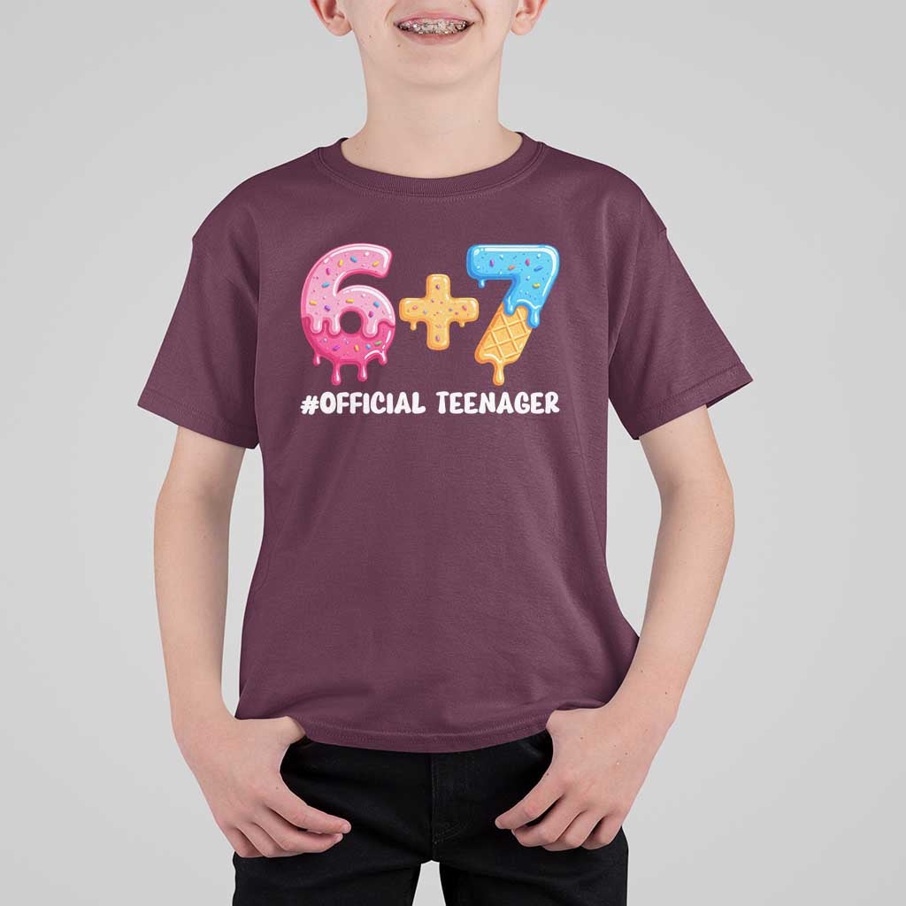 Funny 67 13th Birthday Official Teenager T Shirt For Kid 6 7 Ice Cream Drip Meme Funny Six Seven 13 Years Old