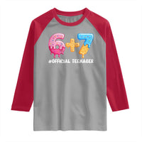 Funny 67 13th Birthday Official Teenager Raglan Shirt 6 7 Ice Cream Drip Meme Funny Six Seven 13 Years Old