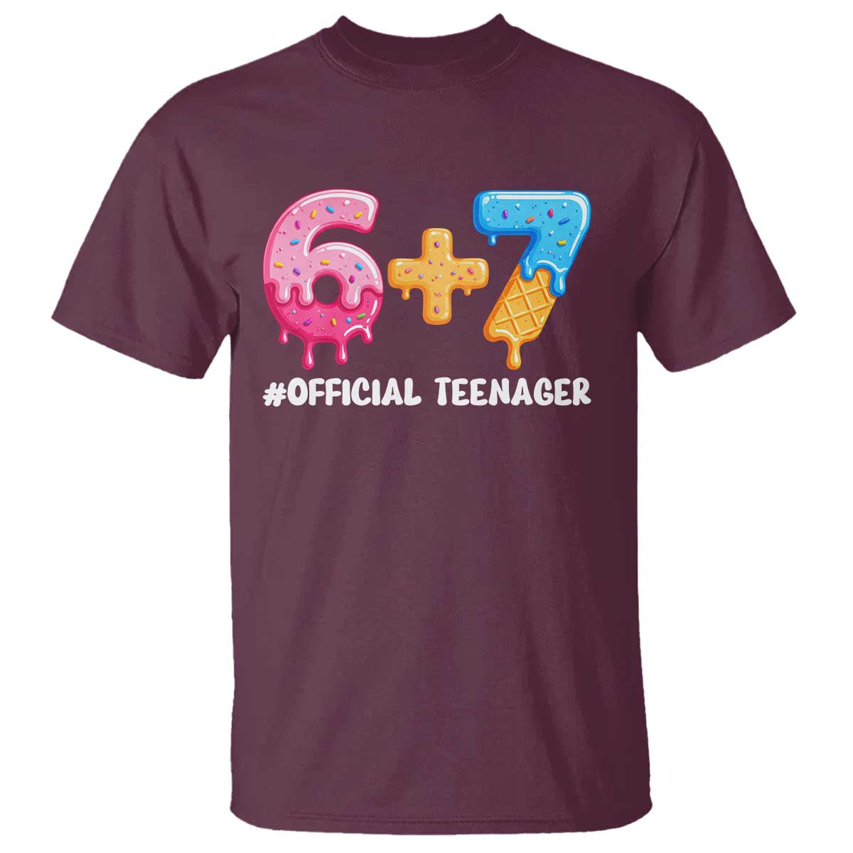 Funny 67 13th Birthday Official Teenager T Shirt 6 7 Ice Cream Drip Meme Funny Six Seven 13 Years Old
