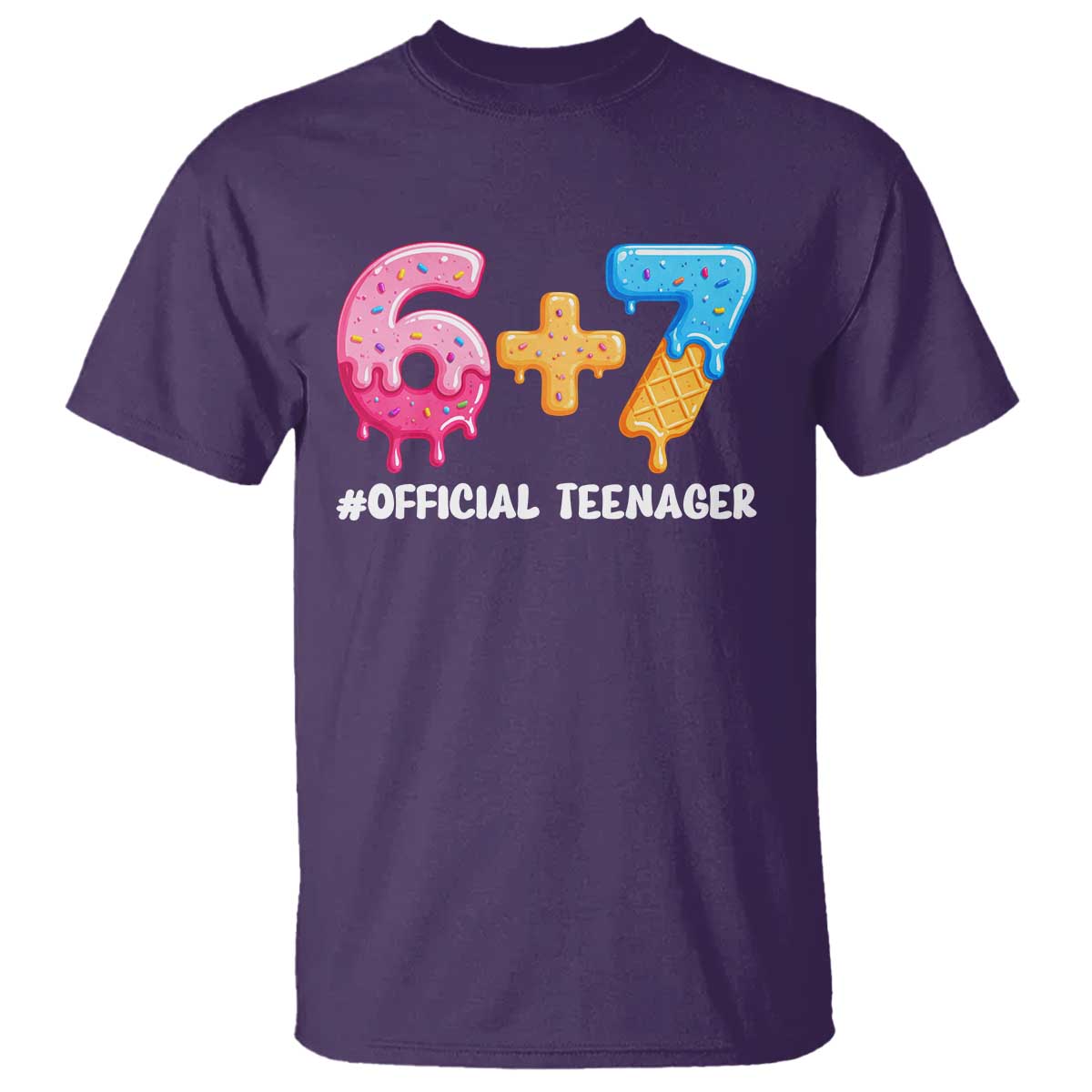 Funny 67 13th Birthday Official Teenager T Shirt 6 7 Ice Cream Drip Meme Funny Six Seven 13 Years Old