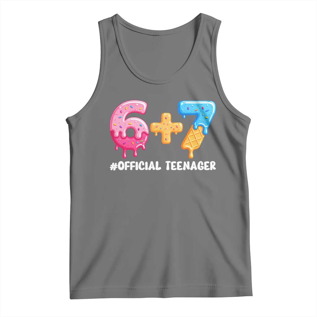 Funny 67 13th Birthday Official Teenager Tank Top 6 7 Ice Cream Drip Meme Funny Six Seven 13 Years Old
